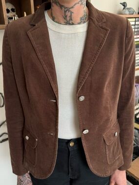 Vintage 90s Brooks Brothers Brown Corduroy Blazer ~ Size Medium